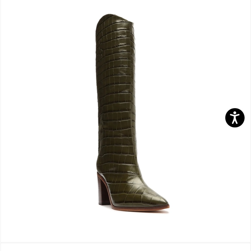 NWT SCHUTZ Military Green Croc Boots
